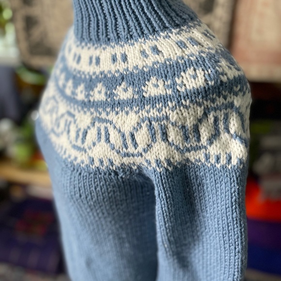 ♻️ SOLD Icelandic Pattern Handknit Chunky Sweater Retro Vintage S - Picture 10 of 16